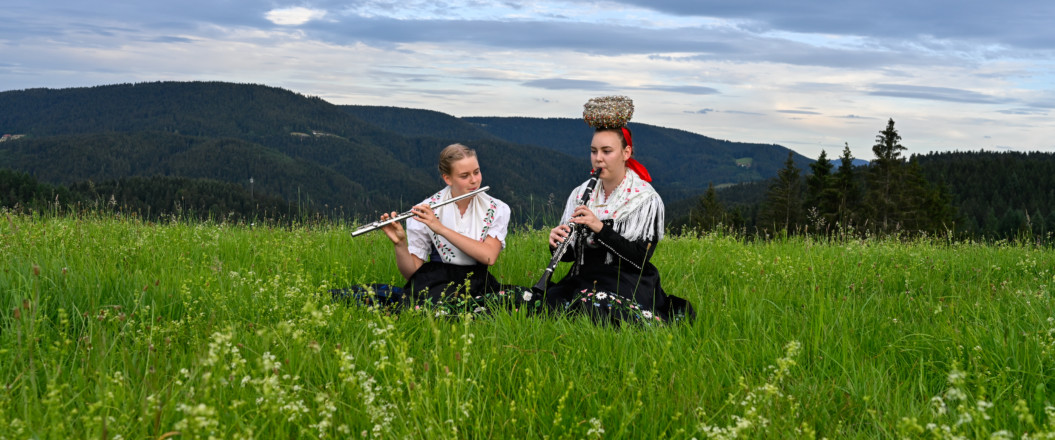 Trachtenmädels auf dem Dürrhof mit Instrument