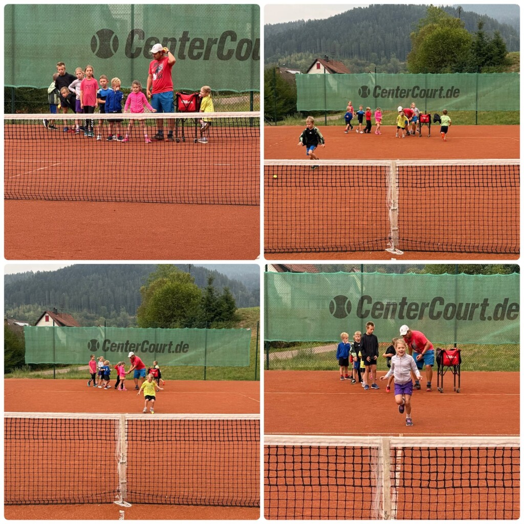 Bild von Kindern auf dem Tennisplatz bei Wettkampfläufen