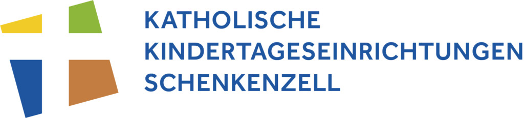 Logo mit bunten Würfeln und Text Katholische Kindertageseinrichtungen